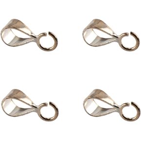 4 Pcs 925 Sterling Silver Pendant Clasps with Loop Charm - Bail Connectors for Necklace and Jewelry Making (Silver)