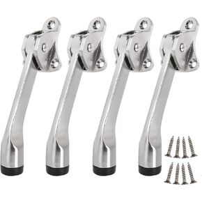 4 Pack Kickdown Door Stop, Commercial Heavy Duty Door Stops for Bottom of Door, Kickstand Door Stopper with Rubber Tip and Spring Lever, Adjustable, Easy to Kick Down Door Stoppers and Release
