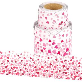Valentine's Day Heart Confetti Bulletin Board Border, 36 ft, Red and Pink, Paper, Hearts, Romantic, Wedding