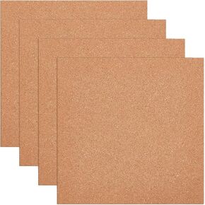 BENECREAT 4pcs 11.8x11.8 Inch Brown Cork Work Surface, Work Surface Square Cork Sheet for Protecting Table and Countertops, 11.8mm Thick