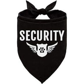 Security Dog Bandana, Dog Bandana, Black Pet Dog Scarf Accessories, Pet Dog Triangle Scarf, Funny Cute Dog Bandana, Dog Bandana for Large Dogs, Gift for Dog Lover (L)