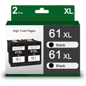61XL Black Ink Cartridges 2 Pack Replacement for HP Ink 61 XL 61 Work for Envy 4500 5530 4502 4501 5535 5534 DeskJet 2540 1000 1055 1010 1510 3050 3510 OfficeJet 4630 4635 Printer (2 Black)