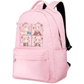 Roffatide Anime SPY×FAMILY Backpack for Man Women Anya Forger Printed Laptop Backpack Lightweight Nylon Daypack Travel Backpack Pink