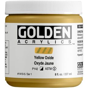 Heavy Body Acrylics by GOLDEN, Yellow Oxide, 8 fl. oz. Jar, Professional Acrylic Paint, Semi-Opaque