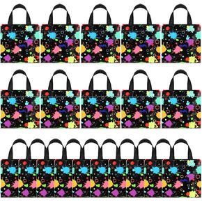 Pinkunn 20 Pcs Glow in the Dark Gift Bags with Handle Neon Decorative Non Woven Glow in the Dark Party Supplies