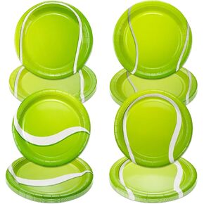 40Pcs Tennis Party Plates Decorations - Including 9" Tennisl Ball Plates Disposable Dinner Plates for Kids Tennis Fan Sports Event Tennis Theme Party Supplies
