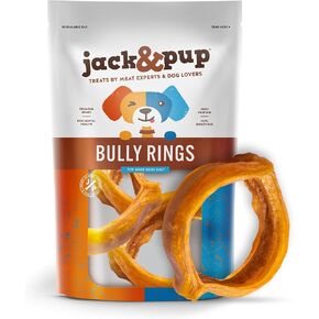 Jack&Pup Bully Rings | 4" Bully Stick Rings Single Ingredient Dog Treat, Rawhide Free Dog Chews (8 Ct)
