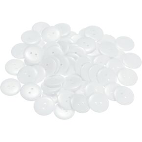 HARFINGTON 100pcs 36L Sewing Buttons 7/8"(23mm) Resin Round Flat 2-Hole Craft Buttons for Sewing Clothing and DIY, White