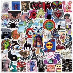62Pcs Weird Core Stickers Pack, Aesthetic Vinyl Waterproof Sticker Decals for Water Bottle,Laptop,Phone,Skateboard,Scrapbooking,Bumper for Teens Adults Fans for Party Supply