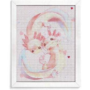 LIANPO Diamond Painting Cute Axolotl DIY 5D Full Drill Kits for Kids Mexican Salamander Paint by Diamonds Adults Round Rhinestone Art Craft Home Decoration 12x16inch, White, VGT
