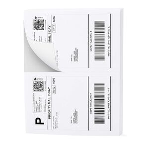 Buhbo Half Sheet Address Shipping Label 8.5" x 5.5" Sticker Labels for Laser & Ink Jet Printers (100 Sheets, 200 Labels)