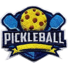 Pickleball - Paddle/Ball - Embroidered Iron on Patch Great Gift Ideal for Jackets, Backpacks, Hats Stocking Stuffer School Projects