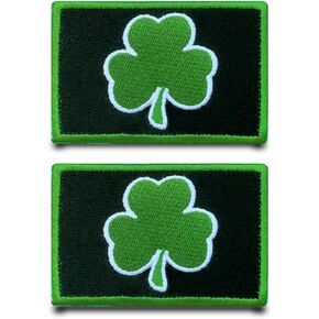 2 Pcs Irish Clover Embroidered Emblem Lucky Leaf Shamrock Hook and Loop Ireland Clover Funny Tactical Patch for Clothes,Hats,Vests,Backpacks,Jackets,Jeans Etc.