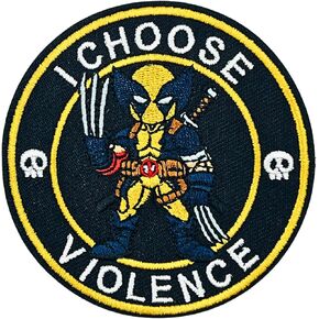 Funny Tactical Wolf Patch,I Choose Violence Embroidered Hook and Loop Patches, Cute Meme Morale Patch for Backpacks, Dog Harnesses, Army Vests, Gym Bags, Hats, Helmets
