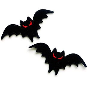 TH Set of 2 Tiny. Mini Black Evil Bat Vampire Halloween Cute Cartoon Logo Patches Sew Iron on Embroidered Applique Badge Sign Patch Clothing Costume