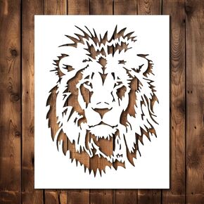 Lion Stencil Template - Reusable Lion Head Forrest Animal Decorative Stencils for Painting on Wood, Glass, Wall Rock, Walls, Canvas, Glassware, Spray Painting, Airbrushing, Crafts (8.5x11)