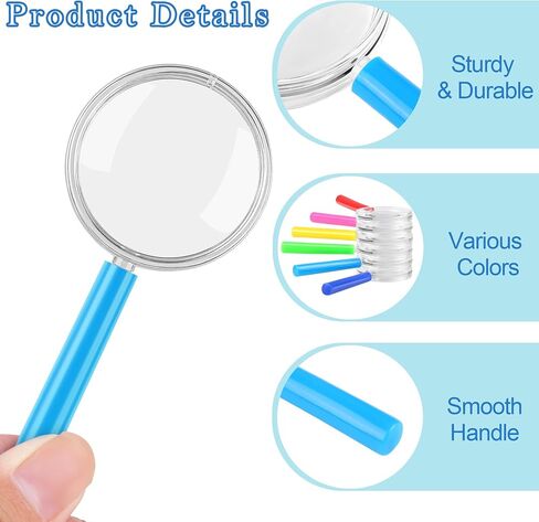 Aodaer 12 Pack Plastic Magnifying Glasses 3X Handheld Magnifying Glasses 6 Color Reading Magnifiers for Home School Science Observation in Saudi Arabia