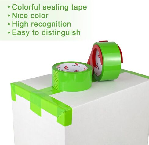 BOMEI PACK Heavy Duty Colored Packing Tape with Dispenser 1.88 Inch x 60 Yards (Green) 6 Rolls, 2.4 mil Industrial Grade Packaging Tape for Shipping, Moving, Mailing & Storage in Saudi Arabia