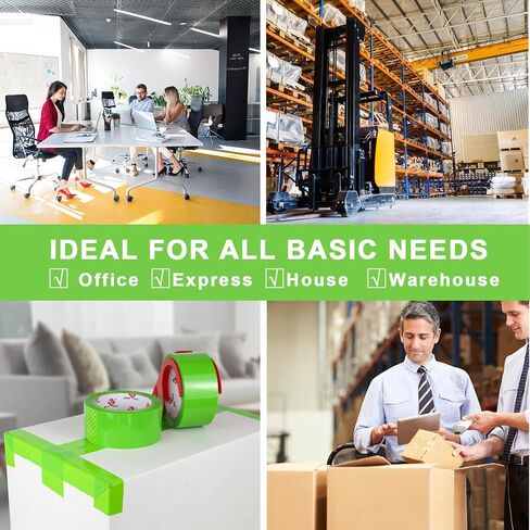 BOMEI PACK Heavy Duty Colored Packing Tape with Dispenser 1.88 Inch x 60 Yards (Green) 6 Rolls, 2.4 mil Industrial Grade Packaging Tape for Shipping, Moving, Mailing & Storage in Saudi Arabia