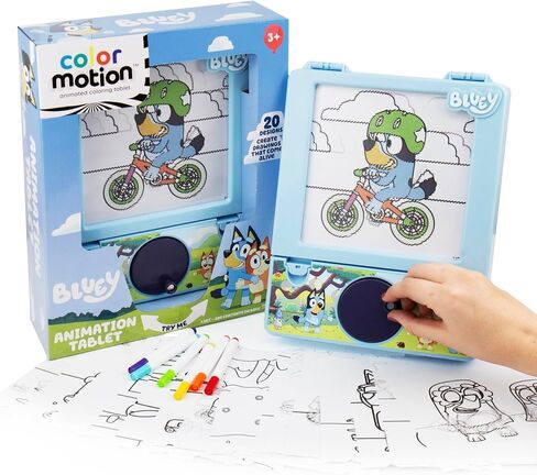 جهاز توصيل للرسوم المتحركة Bluey Motion - اقلب الرسومات إلى Bluey مع 20 إدراج تصميم ، وعلامات التلوين ، ووسادة الرسم in Kuwait