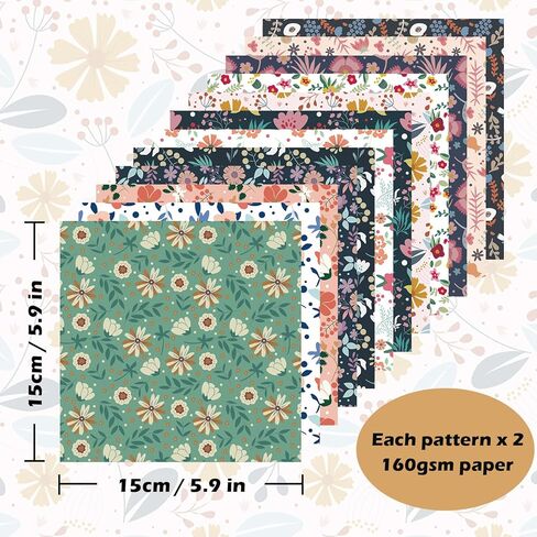 24 ورقة ورقة سجل القصاصات ، 6 "× 6" بوصة ورقة سجل القصاصات ، 160GSM ، 12 تصميمات ورقة زخرفية لصنع البطاقات ديكور ألبوم الصور (المعالج-أ) in Kuwait