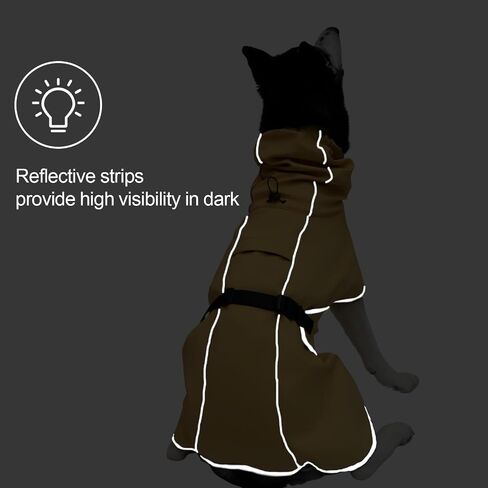 DELIFUR Large Dog Raincoat Waterproof - Adjustable Dog Poncho Raincoat Lightweight Rain Jacket with Soft Lining for Medium Large Dog Yellow (Large) in Saudi Arabia