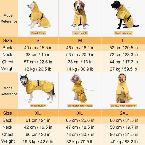 DELIFUR Large Dog Raincoat Waterproof - Adjustable Dog Poncho Raincoat Lightweight Rain Jacket with Soft Lining for Medium Large Dog Yellow (Large) in Saudi Arabia