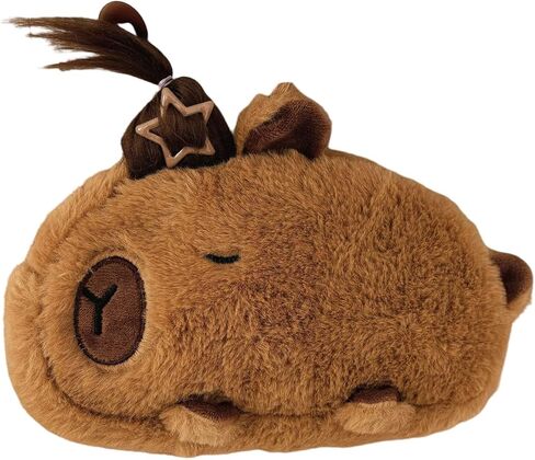 HSYHERE Cute Novelty Funny Calm Down Flying Hairs Capybara Soft Stuffed Surface Fluffy Clothes Zipper Pencil Box Pencil Case Pencil Storage Holder Pouch Pen Bag -Brown in Saudi Arabia