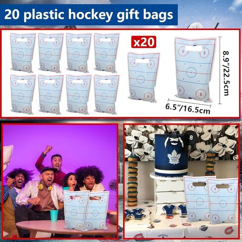 130PCS Hockey Party Favors - Incliding Hockey Keychains, Ice Hockey Gift Bags, Slap Bracelets, Hockey Stickers, Sports Mini Foam Fingers for Boys Fans Sports Hockey Birthday Party Supplies in Kuwait