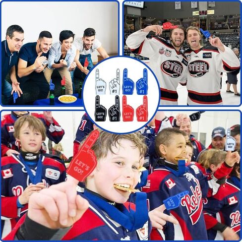 130PCS Hockey Party Favors - Incliding Hockey Keychains, Ice Hockey Gift Bags, Slap Bracelets, Hockey Stickers, Sports Mini Foam Fingers for Boys Fans Sports Hockey Birthday Party Supplies in Kuwait