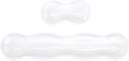 MOSISO Gel Keyboard Wrist Rest&Wrist Support for Mouse, Ergonomic Mousepad Soft Cooling Gel Pain Relief Easy Typing Pad Non-Slip Computer Laptop Wave Shaped Home/Office, Transparent in Saudi Arabia