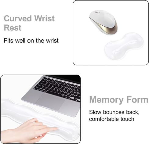 MOSISO Gel Keyboard Wrist Rest&Wrist Support for Mouse, Ergonomic Mousepad Soft Cooling Gel Pain Relief Easy Typing Pad Non-Slip Computer Laptop Wave Shaped Home/Office, Transparent in Saudi Arabia