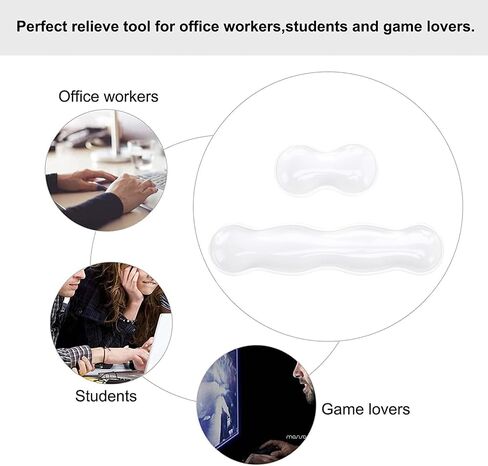 MOSISO Gel Keyboard Wrist Rest&Wrist Support for Mouse, Ergonomic Mousepad Soft Cooling Gel Pain Relief Easy Typing Pad Non-Slip Computer Laptop Wave Shaped Home/Office, Transparent in Saudi Arabia