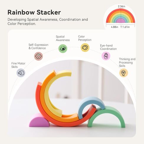 IEATFO Montessori Toys for Toddlers of Tracking, Sorting, Stacking - Wooden Ball Coin Drop Box - Wooden Shape Sorter - Silicone Rainbow Stacker, Good for Fine Motor Training and Hand-Eye Coordination in Saudi Arabia