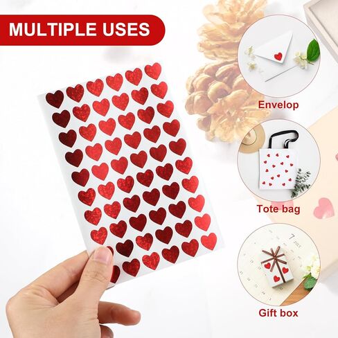 1200 Pcs Gold Heart Stickers, Small Holographic Stickers for Student Reward 0.5in Small Sparkly Sticker Self-Adhesive Labels for Envelope Decor Greeting Cards Invitation Sealing Gift Wrapp(Gold) in Kuwait
