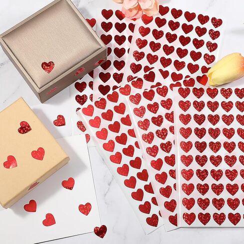 1200 Pcs Gold Heart Stickers, Small Holographic Stickers for Student Reward 0.5in Small Sparkly Sticker Self-Adhesive Labels for Envelope Decor Greeting Cards Invitation Sealing Gift Wrapp(Gold) in Kuwait