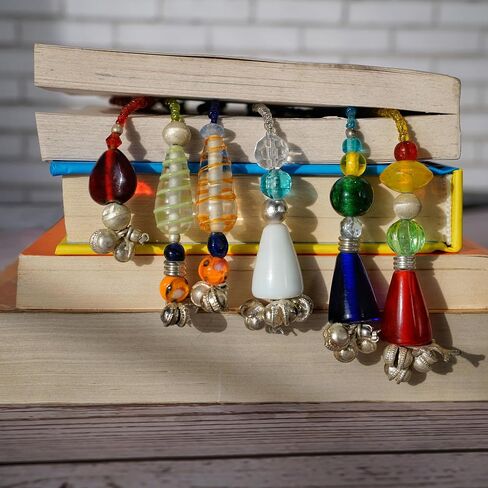 ILLUMEA White Beaded Bookmarks (Set of 2) - Handcrafted with Sparkling Glass Accents for Whimsical Reading! Unique Gift & Boho Chic Reading Accessory for Bookworms, Teachers, or Journal Trackers in Saudi Arabia