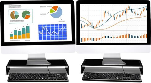 Jetec 2 PCS Acrylic Monitor Stand STAND Desktop Video Acrylic Monitor Riser Desk Shelf Computer Stand for Laptop TV Screen Screen Screen Organizer Day Supplies (Black ، 12 × 8 × 3 بوصة) in Kuwait