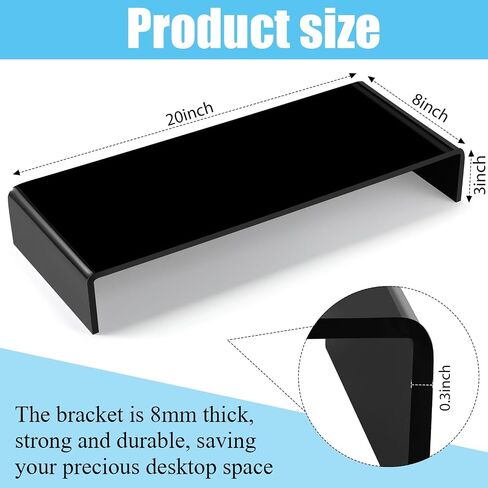 Jetec 2 PCS Acrylic Monitor Stand STAND Desktop Video Acrylic Monitor Riser Desk Shelf Computer Stand for Laptop TV Screen Screen Screen Organizer Day Supplies (Black ، 12 × 8 × 3 بوصة) in Kuwait