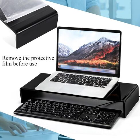 Jetec 2 PCS Acrylic Monitor Stand STAND Desktop Video Acrylic Monitor Riser Desk Shelf Computer Stand for Laptop TV Screen Screen Screen Organizer Day Supplies (Black ، 12 × 8 × 3 بوصة) in Kuwait