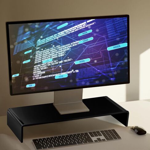 Jetec 2 PCS Acrylic Monitor Stand STAND Desktop Video Acrylic Monitor Riser Desk Shelf Computer Stand for Laptop TV Screen Screen Screen Organizer Day Supplies (Black ، 12 × 8 × 3 بوصة) in Kuwait