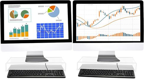 Jetec 2 PCS Acrylic Monitor Stand STAND Desktop Video Acrylic Monitor Riser Desk Shelf Computer Stand for Laptop TV Screen Screen Screen Organizer Day Supplies (Black ، 12 × 8 × 3 بوصة) in Kuwait