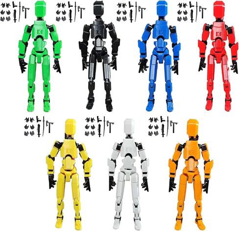 7pcs Lucky 13 Action Acture - (Assembly excess) Titan 13 Action Figure ، T13 Action Figure 3D Printed Mult -cointed Movelations ، Desktop Decorations for Action For Lovers (7pcs) in Saudi Arabia