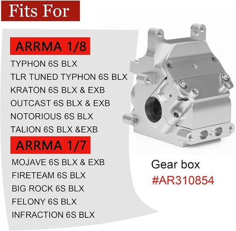 Aluminum Gearbox Case Set HD for 6S ARRMA 1/8 Kraton/Notorious/Outcast/Talion/Typhon 1/7 Mojave/Felony/Infraction/Fireteam BLX RC Diffrencial Gearbox Housing Box Replace AR310854 in Kuwait