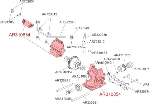 Aluminum Gearbox Case Set HD for 6S ARRMA 1/8 Kraton/Notorious/Outcast/Talion/Typhon 1/7 Mojave/Felony/Infraction/Fireteam BLX RC Diffrencial Gearbox Housing Box Replace AR310854 in Kuwait