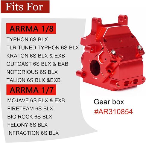 Aluminum Gearbox Case Set HD for 6S ARRMA 1/8 Kraton/Notorious/Outcast/Talion/Typhon 1/7 Mojave/Felony/Infraction/Fireteam BLX RC Diffrencial Gearbox Housing Box Replace AR310854 in Kuwait