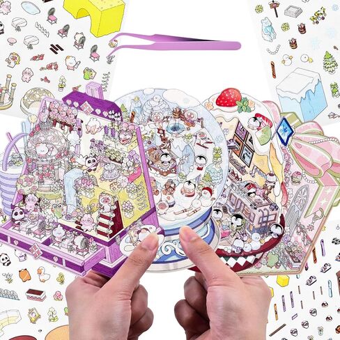 4 Sets 3D Fun Large Size House Scene Stickers with Tweezer Make Your Own Vintage Natural Mountain Forest Sticker Scenes Cute Cabin in The Woods DIY Stickers for Relief Stress Pass The Time in Saudi Arabia