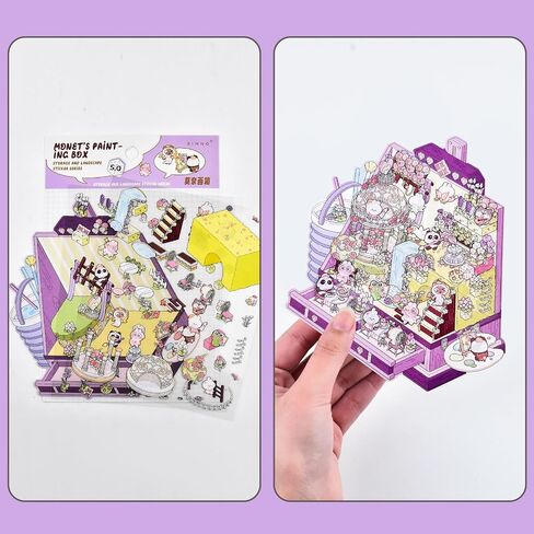4 Sets 3D Fun Large Size House Scene Stickers with Tweezer Make Your Own Vintage Natural Mountain Forest Sticker Scenes Cute Cabin in The Woods DIY Stickers for Relief Stress Pass The Time in Saudi Arabia