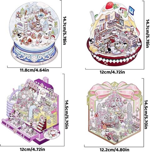 4 Sets 3D Fun Large Size House Scene Stickers with Tweezer Make Your Own Vintage Natural Mountain Forest Sticker Scenes Cute Cabin in The Woods DIY Stickers for Relief Stress Pass The Time in Saudi Arabia