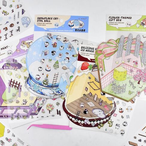 4 Sets 3D Fun Large Size House Scene Stickers with Tweezer Make Your Own Vintage Natural Mountain Forest Sticker Scenes Cute Cabin in The Woods DIY Stickers for Relief Stress Pass The Time in Saudi Arabia